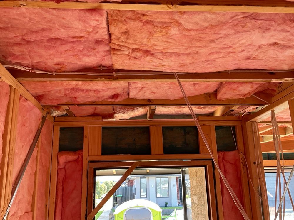 Wall insulation batts missing in places just before plastering, Truganina